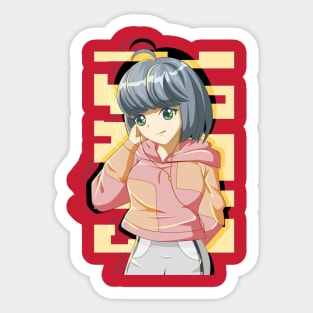 Cute and cool girl with jacket Sticker
